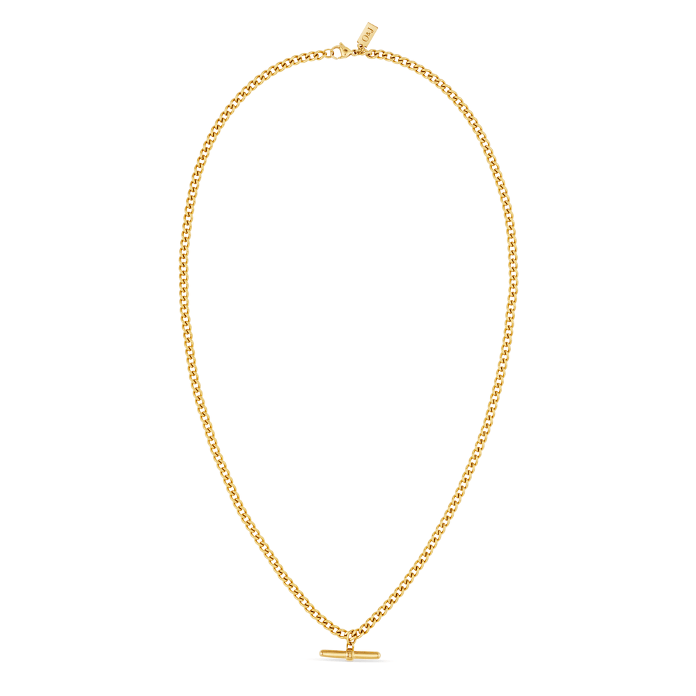 Necklaces Curb Chain T-Bar Drop Necklace - Gold Orelia Jewellery