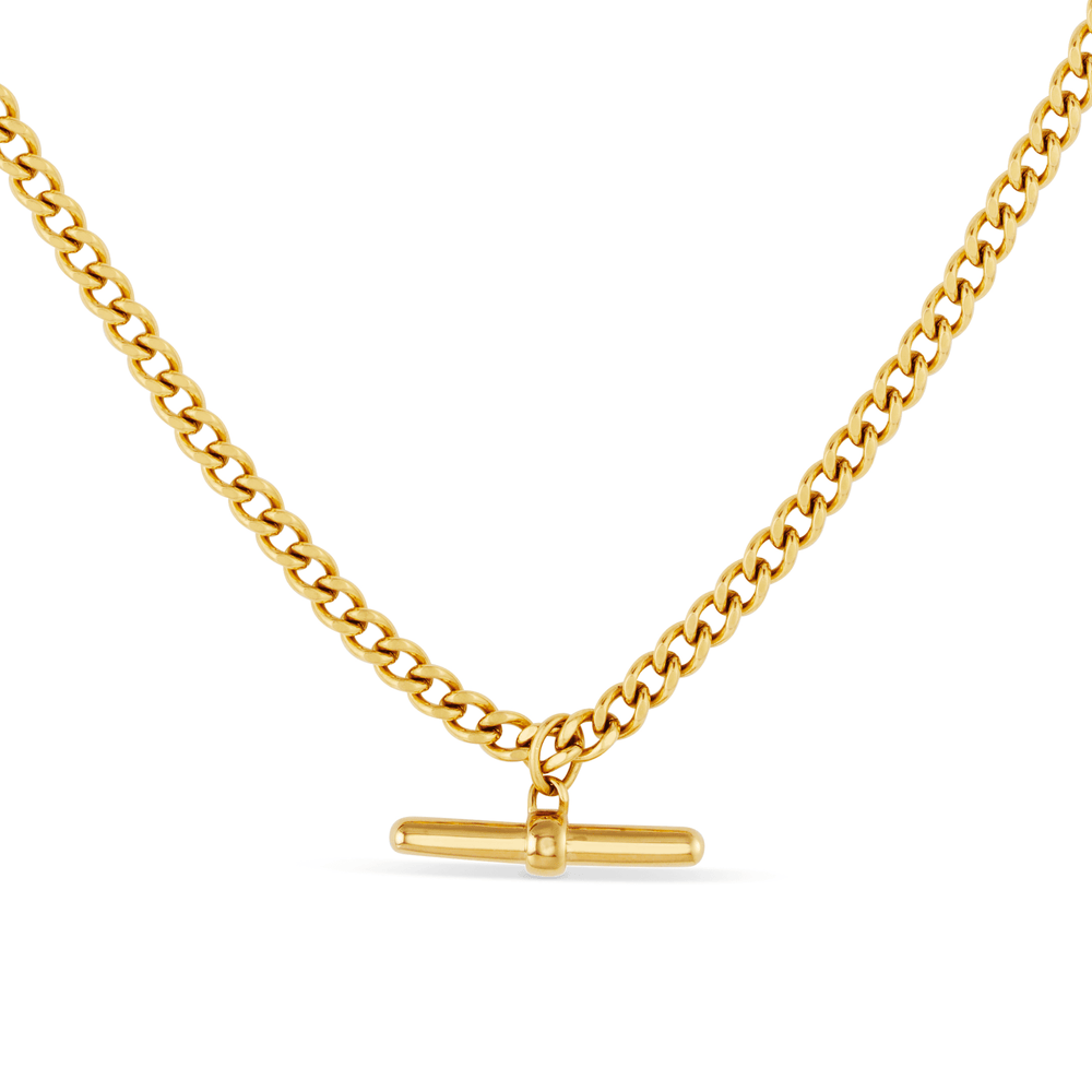 Necklaces Curb Chain T-Bar Drop Necklace - Gold Orelia Jewellery