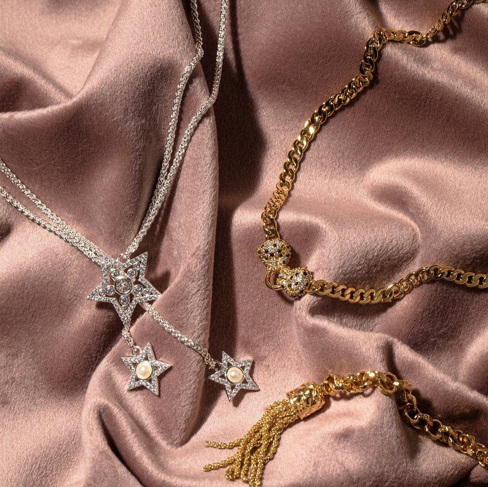 Necklaces Double Pave Panther Necklace Orelia Jewellery