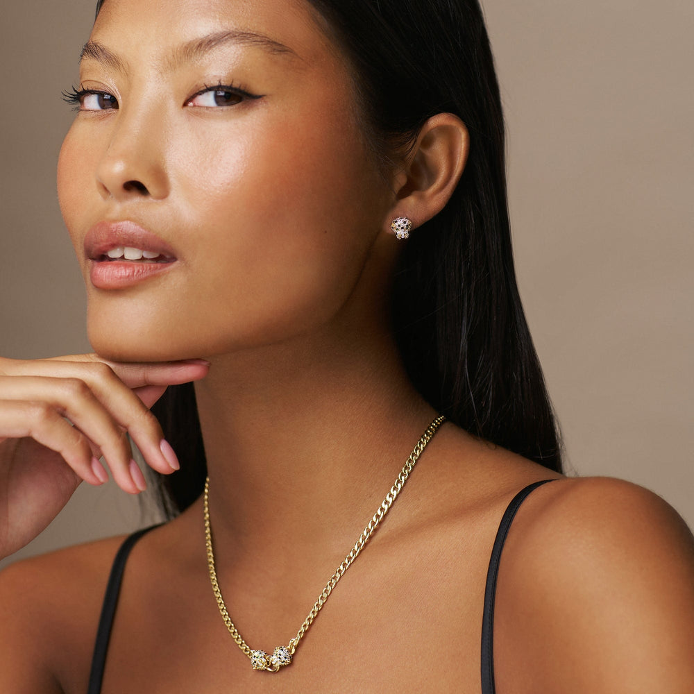 Necklaces Double Pave Panther Necklace Orelia Jewellery