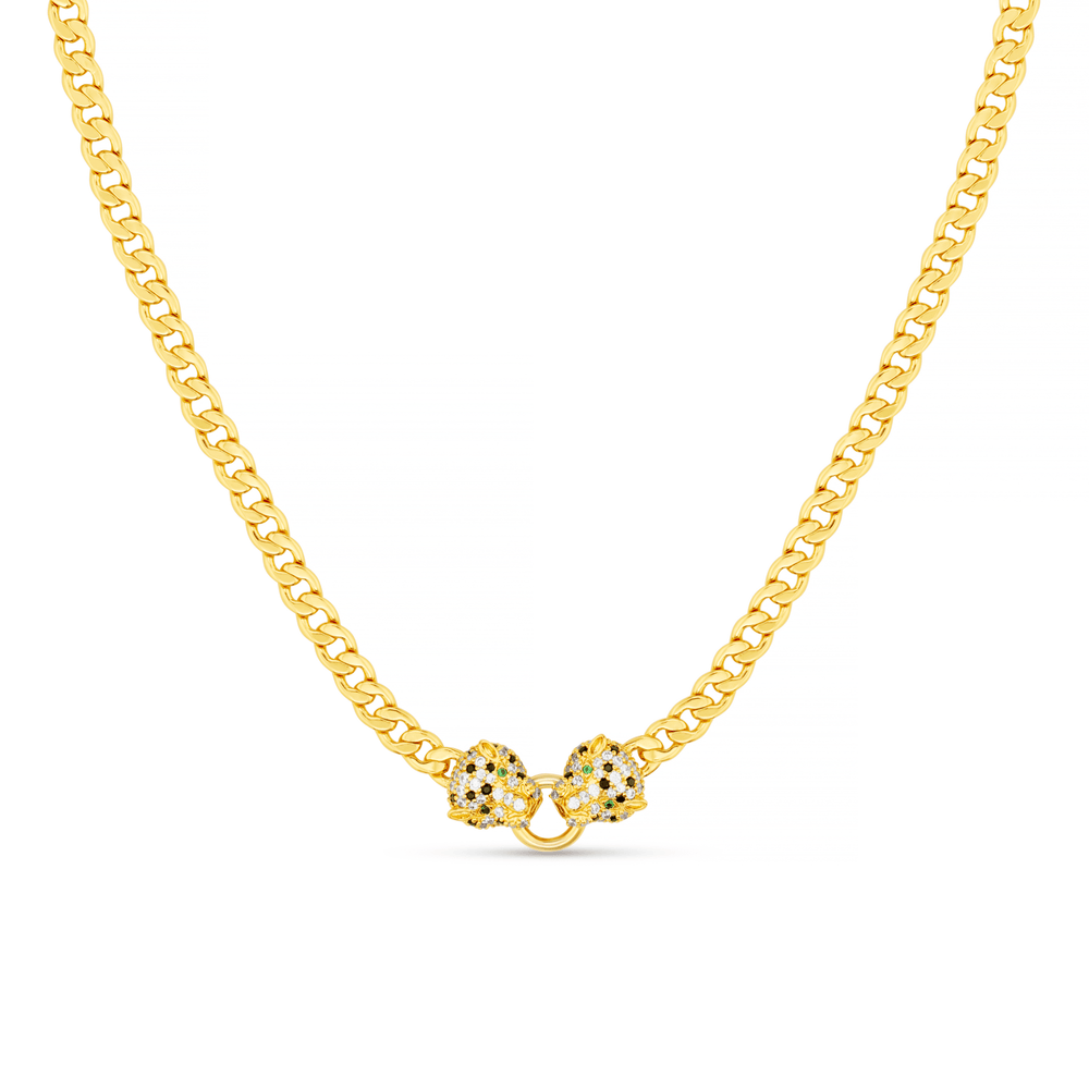 Necklaces Double Pave Panther Necklace Orelia Jewellery
