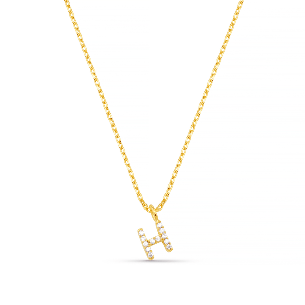 Necklaces H Pave Initial Charm Necklace Orelia Jewellery