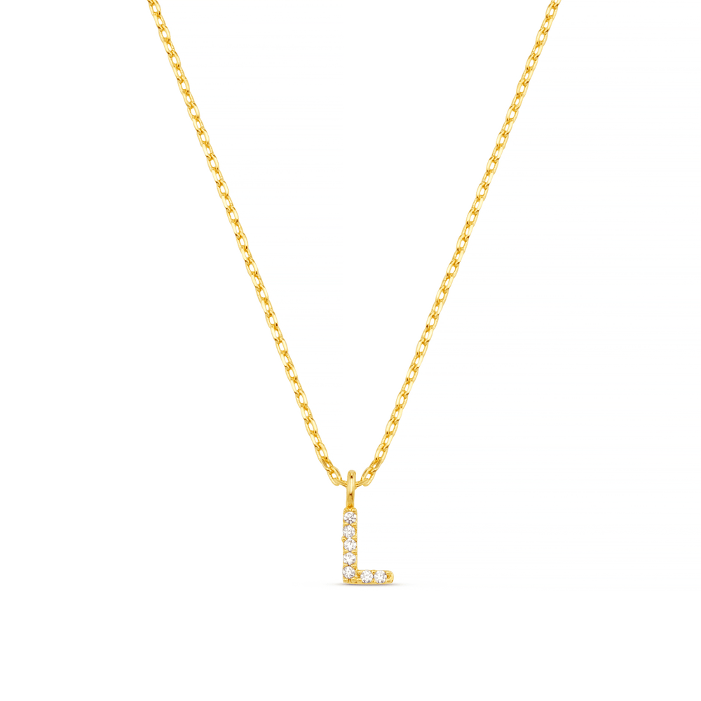 Necklaces L Pave Initial Charm Necklace Orelia Jewellery