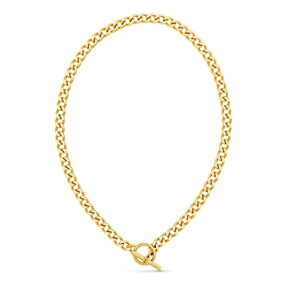 Necklaces LUXE Flat Curb T-Bar Necklace - Gold Orelia Jewellery