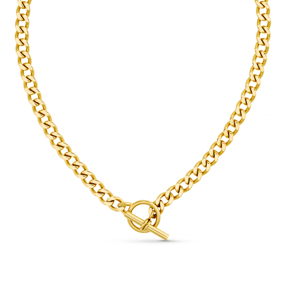 Necklaces LUXE Flat Curb T-Bar Necklace - Gold Orelia Jewellery