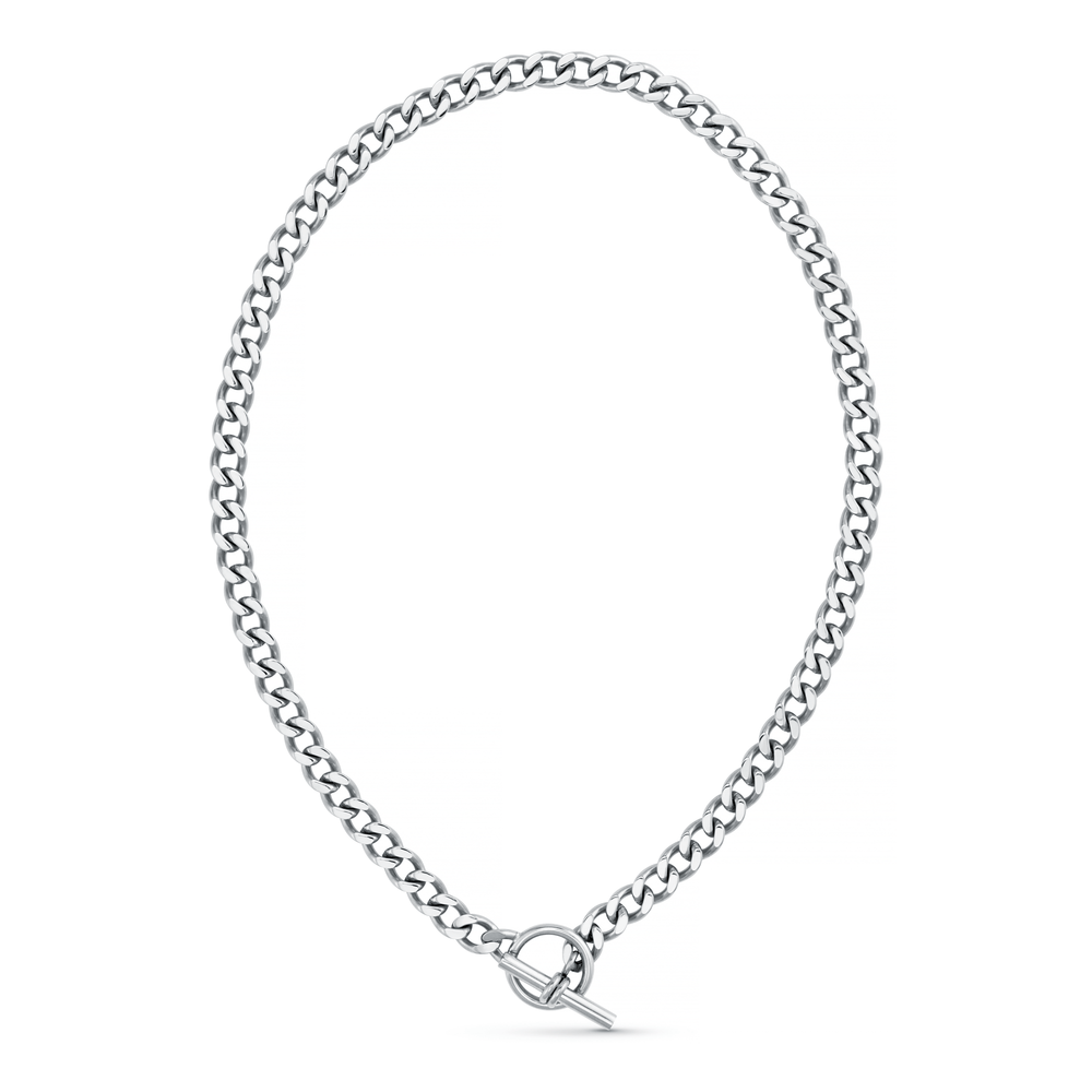Necklaces LUXE Flat Curb T-Bar Necklace - Silver Orelia Jewellery