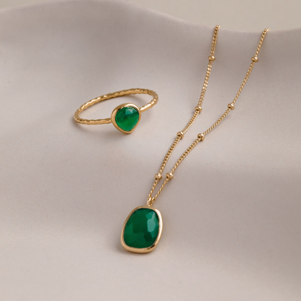 Necklaces LUXE Green Onyx Drop Necklace Orelia Jewellery