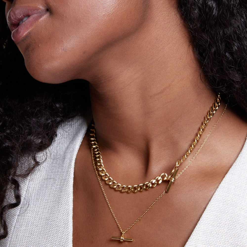 Necklaces LUXE Linear T-Bar Drop Necklace - Gold Orelia Jewellery