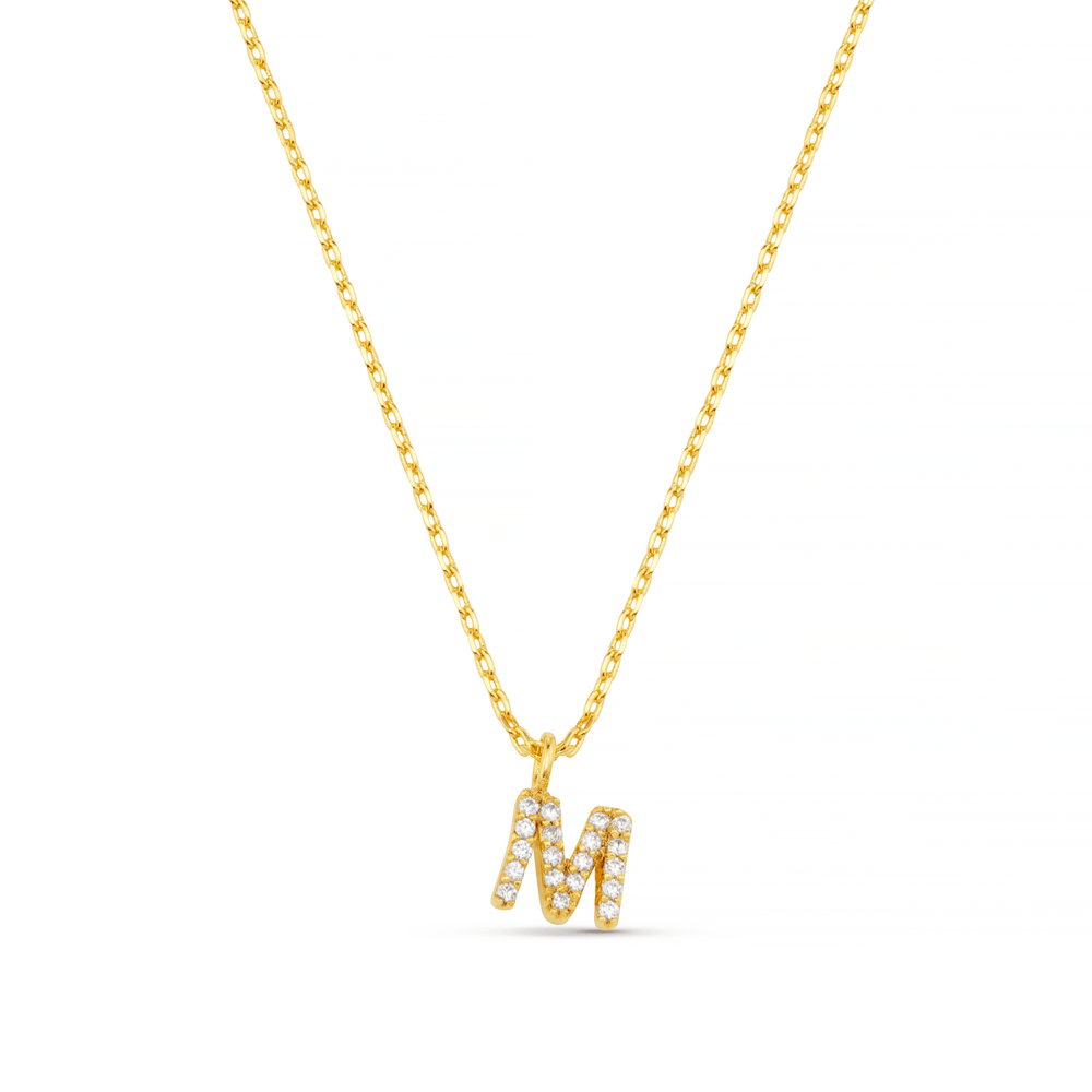 Necklaces M Pave Initial Charm Necklace Orelia Jewellery