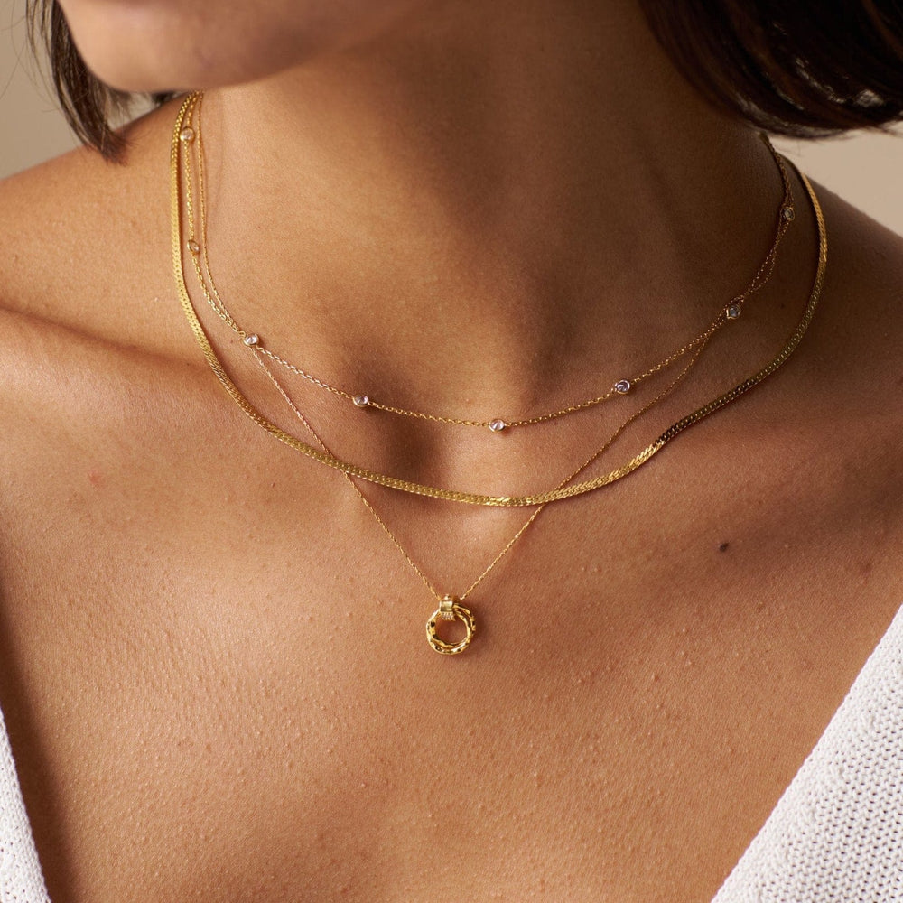 Necklaces Mini Pave & Open Circle Interlocking Necklace Orelia Jewellery
