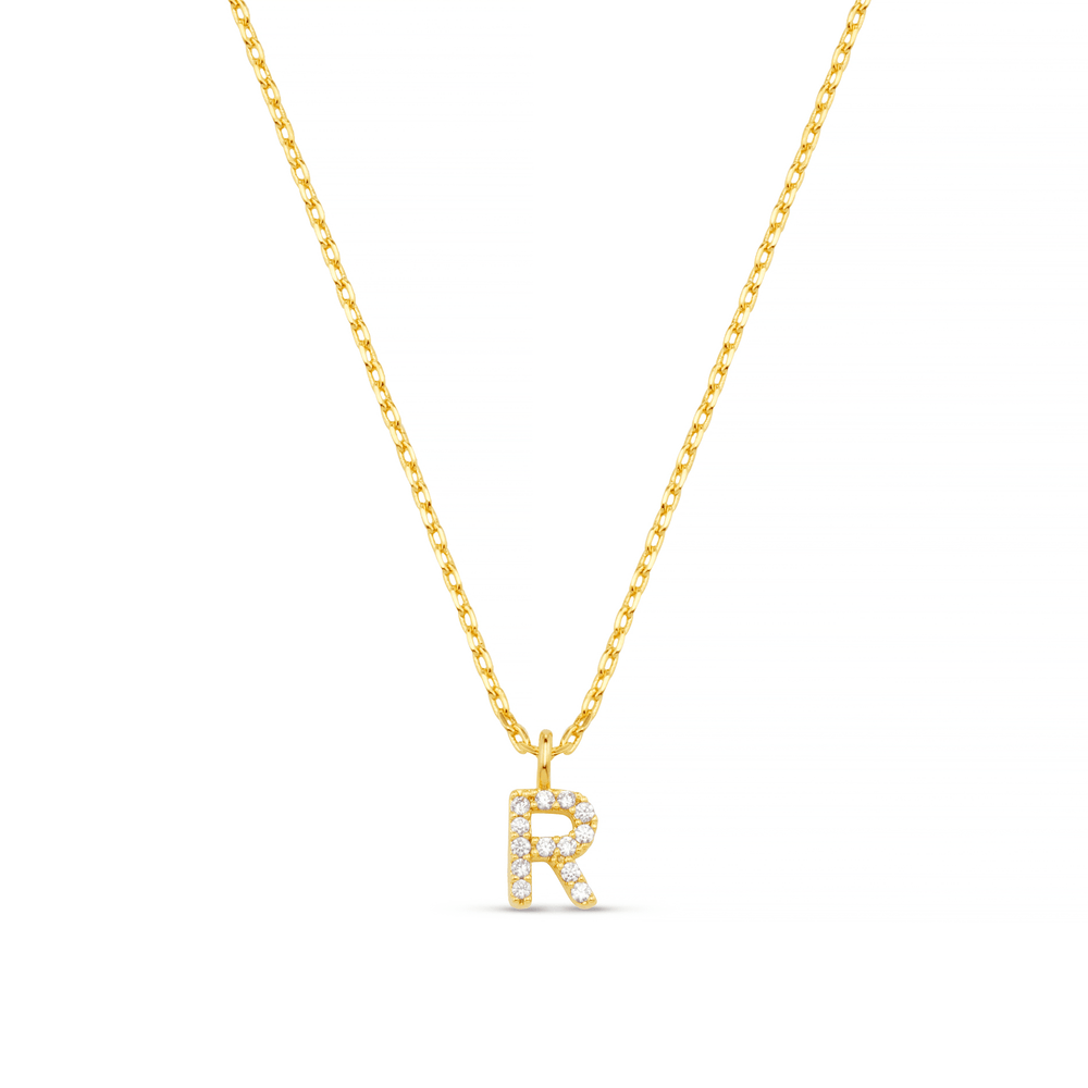 Necklaces R Pave Initial Charm Necklace Orelia Jewellery