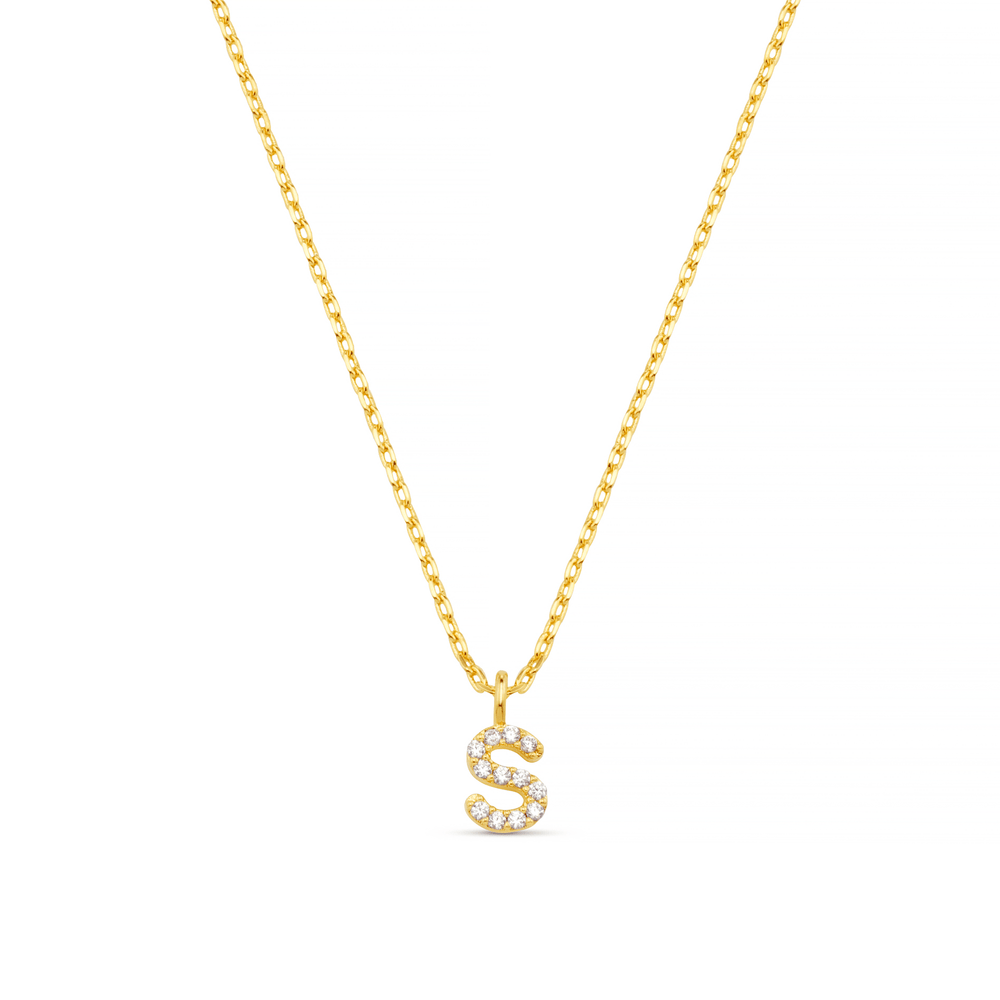 Necklaces S Pave Initial Charm Necklace Orelia Jewellery