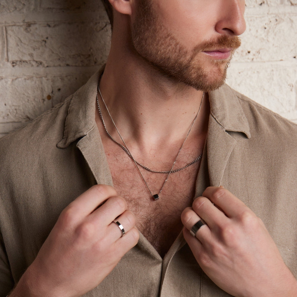 Necklaces Solid Cube Threadthru Necklace - Silver Orelia Jewellery