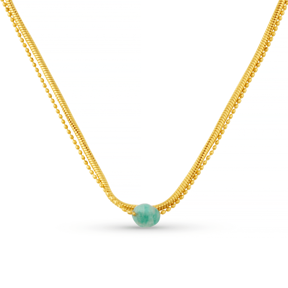 Neckwear Aquamarine Semi Precious Snake 2-Row Necklace Orelia Jewellery