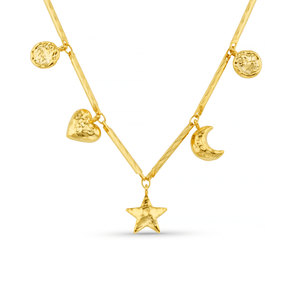 Neckwear Bar Link & Molten Charm Necklace Orelia Jewellery