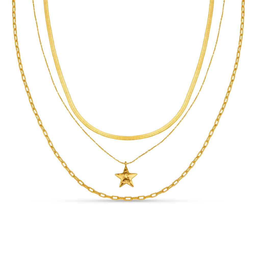 Neckwear Molten Star Chain 3-Row Neckace Orelia Jewellery