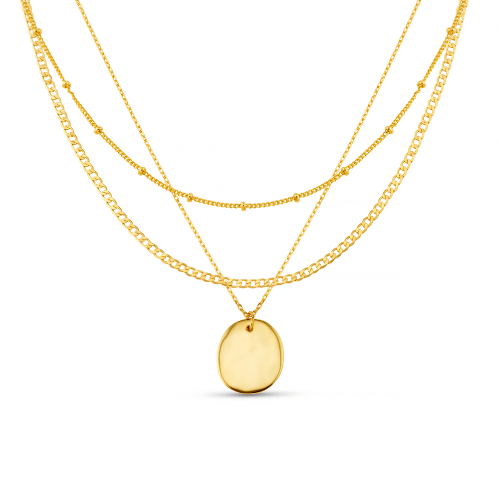 Neckwear Polished Molten Coin 3-Row Necklace Orelia Jewellery