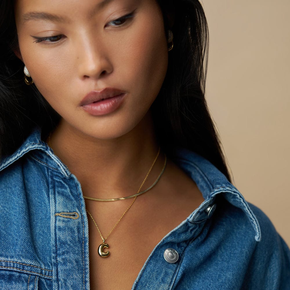 Personalisation Necklace ONE G Bubble Initial Necklace Orelia Jewellery