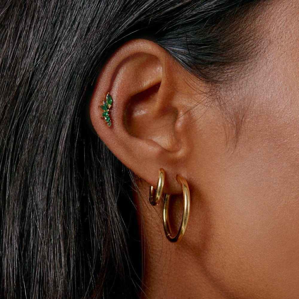 Piercings Curved Emerald Cluster Barbell Orelia Jewellery