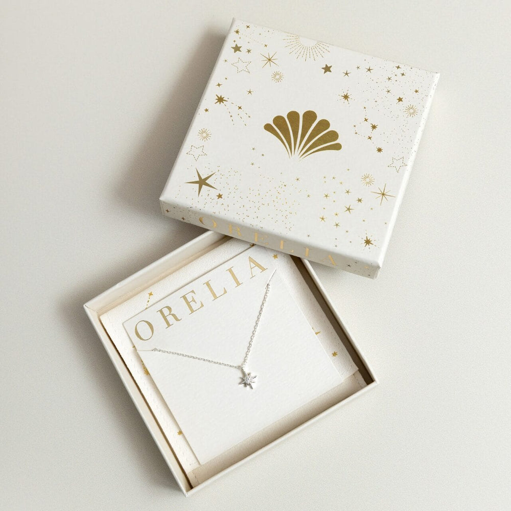 Pre Boxed Jewellery ONE Crystal Starburst Charm Necklace With Gift Box Silver Orelia Jewellery