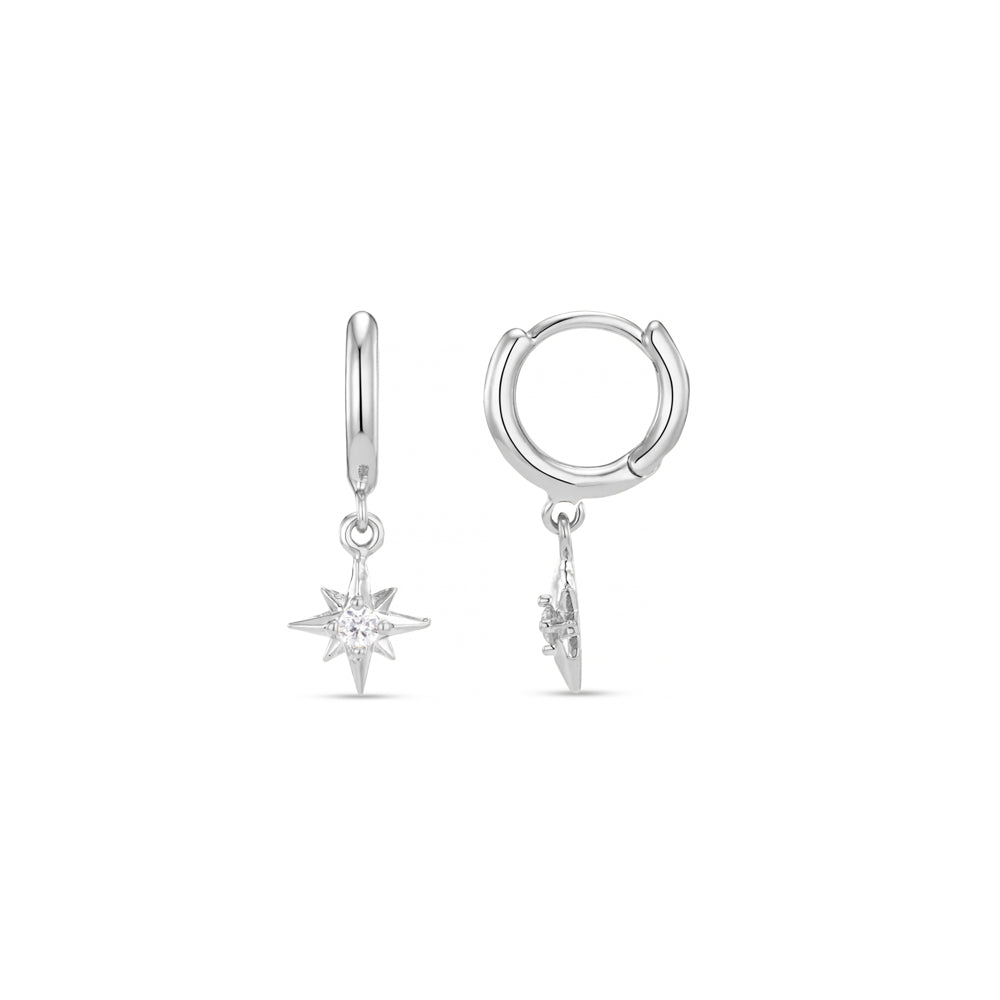 Pre Boxed Jewellery ONE Crystal Starburst Micro Hoop Earrings Gift Box Silver Orelia Jewellery