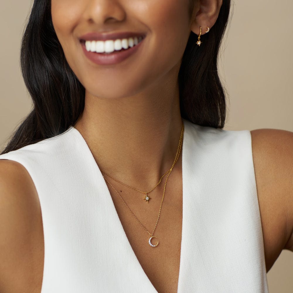 Pre Boxed Jewellery ONE Pavé Moon Charm Necklace Gift Box Orelia Jewellery