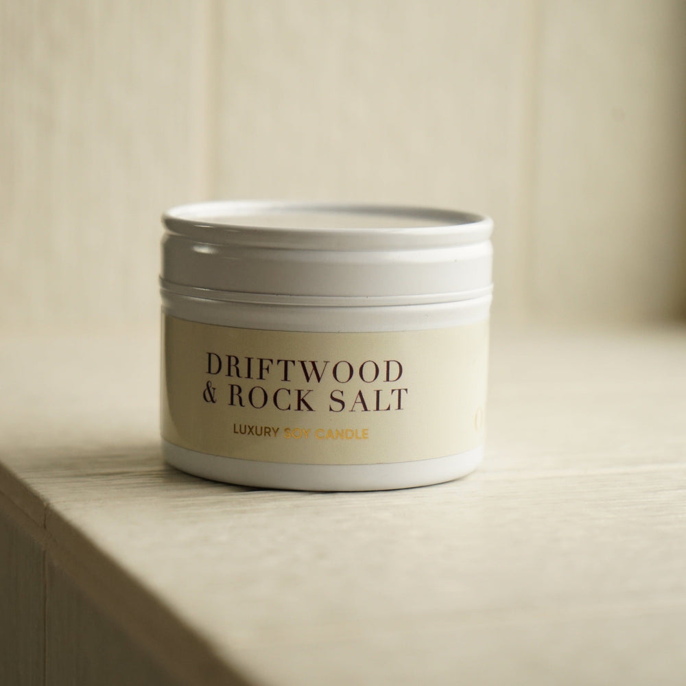 Pre-Curated Gift Boxes Driftwood & Rock Salt Tin Candle Orelia Jewellery