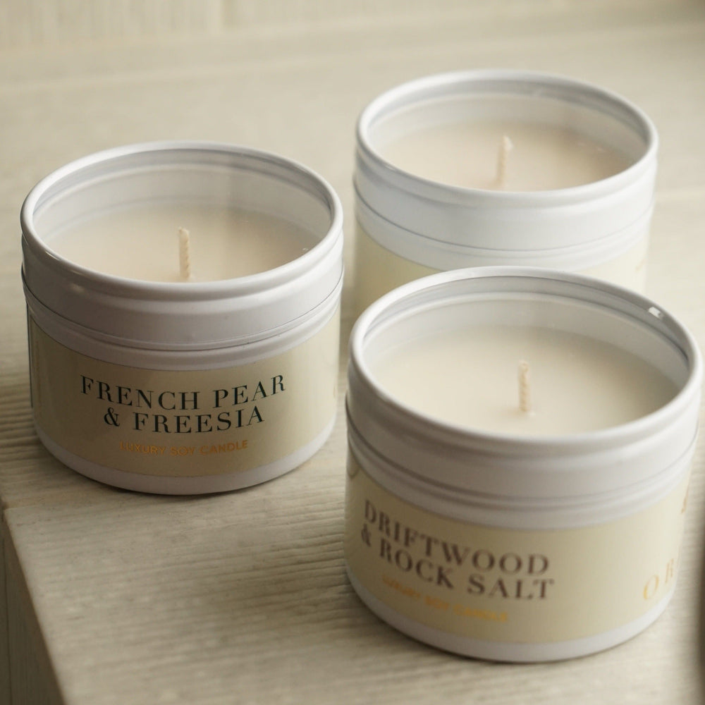 Pre-Curated Gift Boxes French Pear & Freesia Tin Candle Orelia Jewellery