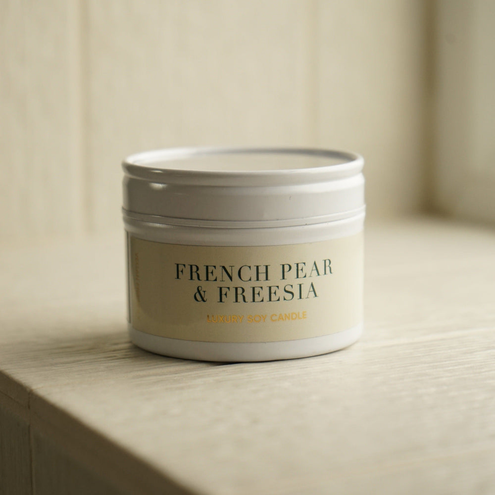 Pre-Curated Gift Boxes French Pear & Freesia Tin Candle Orelia Jewellery