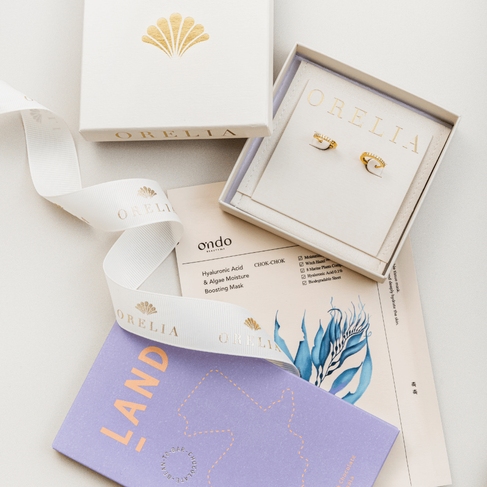 Pre-Curated Gift Boxes Pave Hoop, Chocolate & Face Mask Gift Set Orelia Jewellery