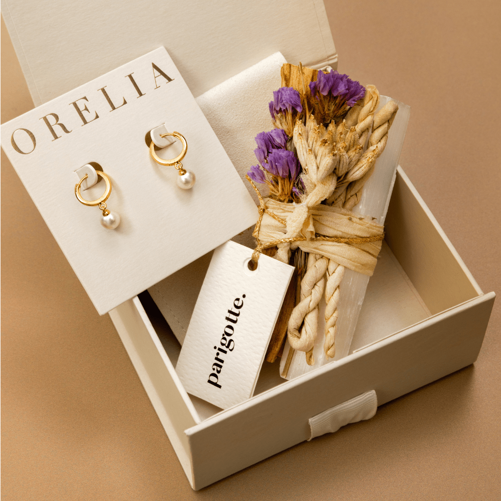Pre-Curated Gift Boxes Pearl Hoop & Palo Santo Luxury Gift Box Orelia Jewellery
