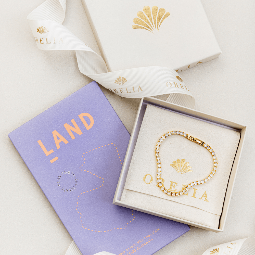 Pre-Curated Gift Boxes Tennis Bracelet & Chocolate Gift Set Orelia Jewellery