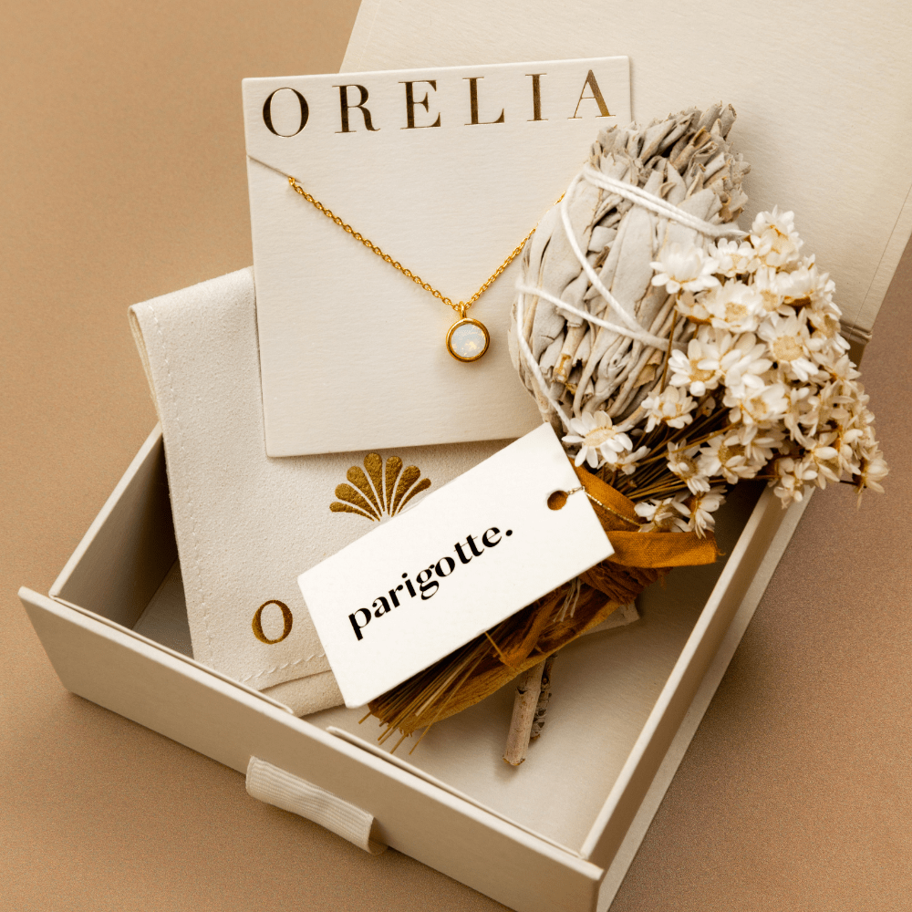 Pre-Curated Gift Boxes White Opal Swarovski® Crystals Necklace & Palo Santo Luxury Gift Box Orelia Jewellery