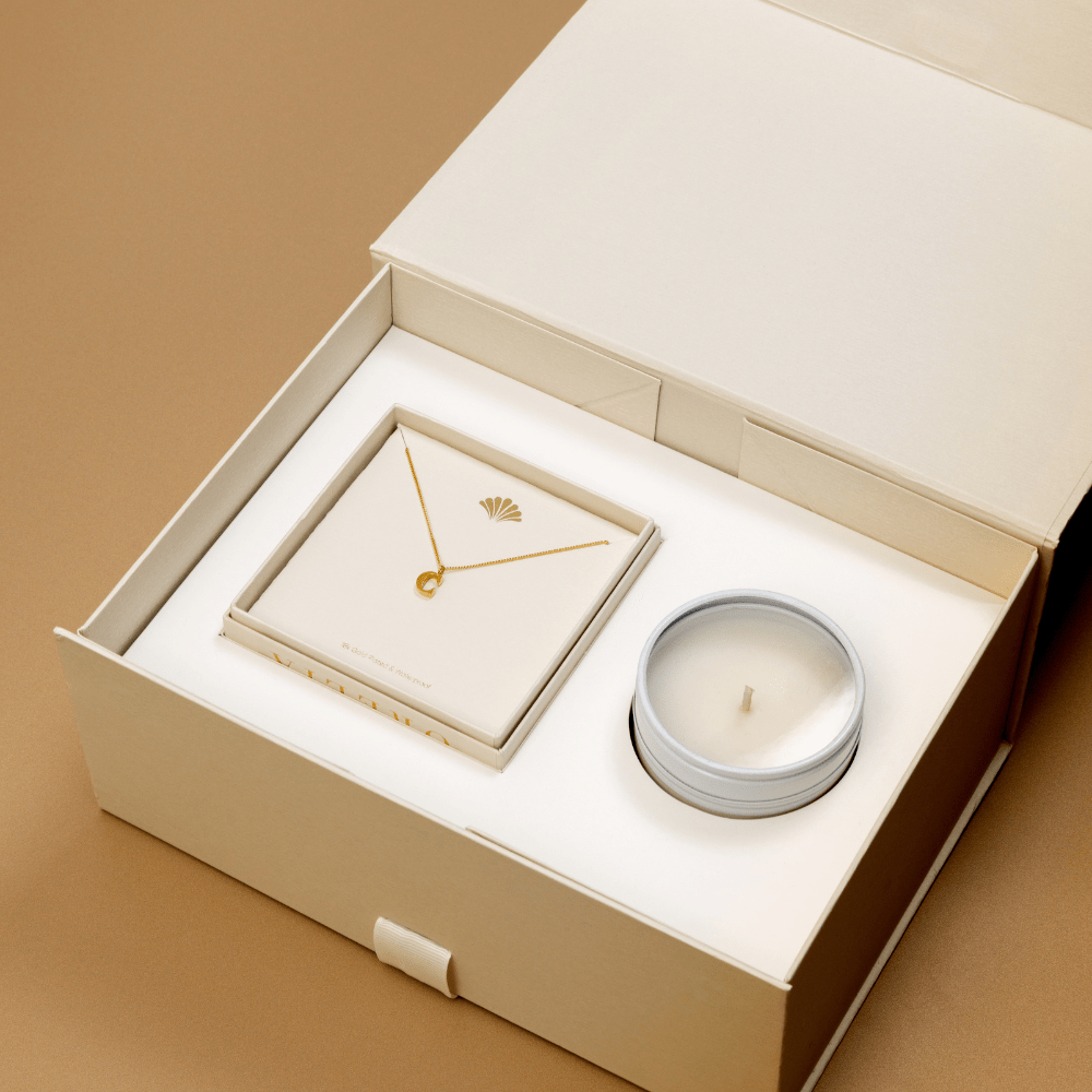 Pre-Curated Sets LUXE Initial & Candle Gift Box Orelia Jewellery