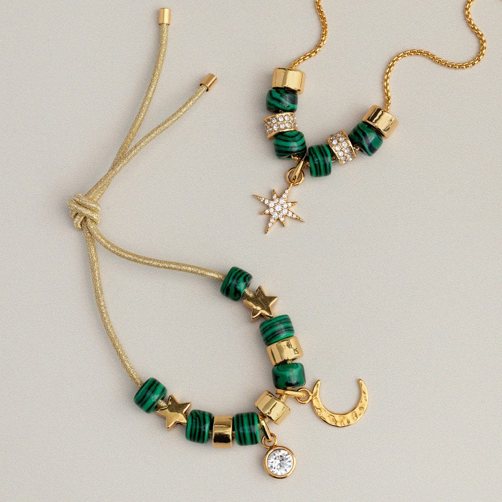 Pre Curated Sets ONE Create Your Own - Malachite Necklace & Bracelet Orelia Jewellery