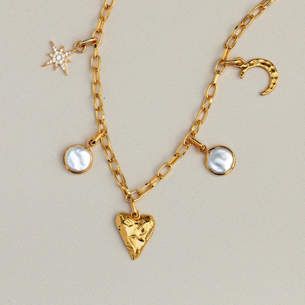 Pre Curated Sets ONE Create Your Own - Pearl & Molten Charm Necklace Orelia Jewellery