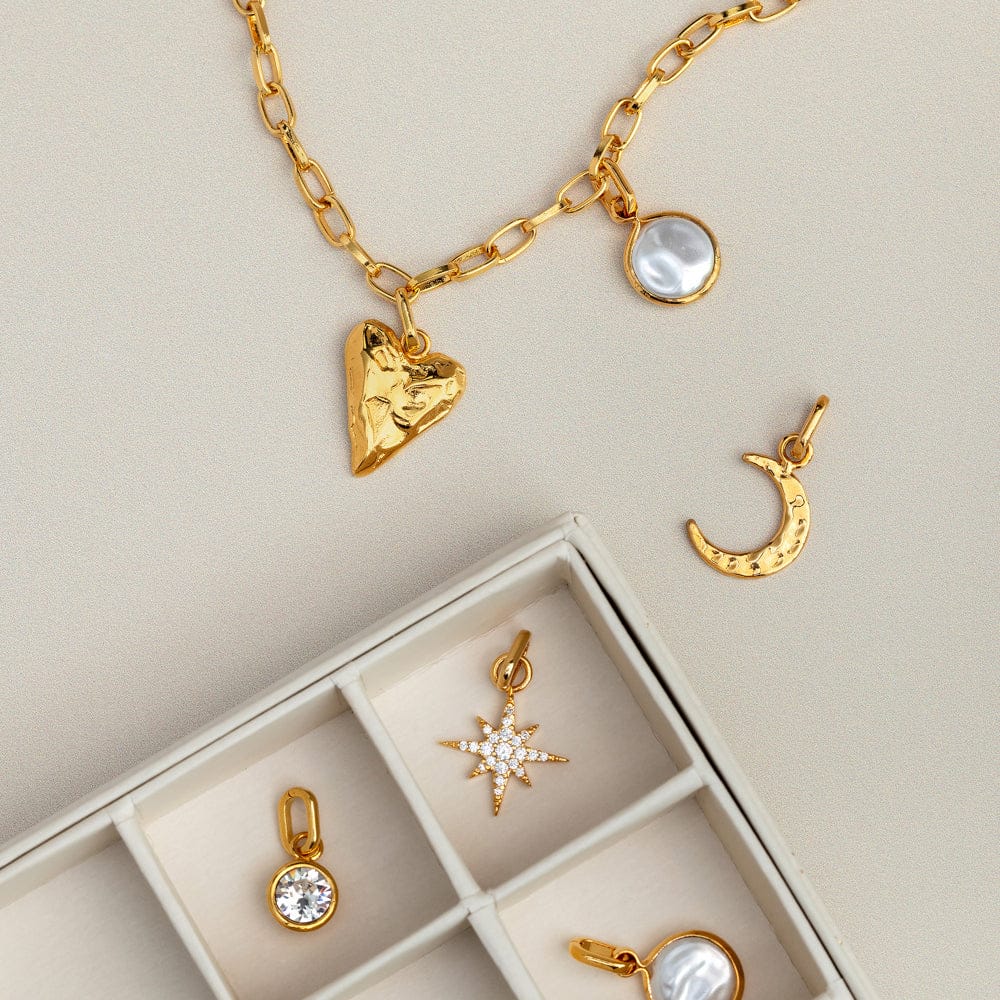Pre Curated Sets ONE Create Your Own - Pearl & Molten Charm Necklace Orelia Jewellery