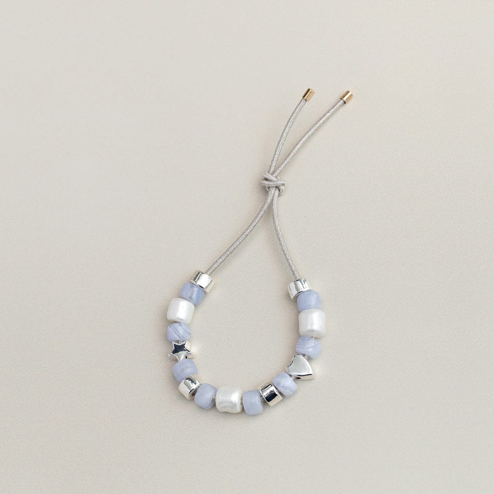 Pre Curated Sets ONE Create Your Own - Silver & Blue Beaded Bracelet Orelia Jewellery