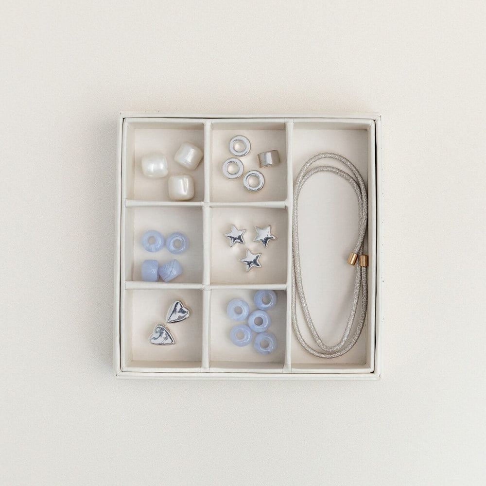 Pre Curated Sets ONE Create Your Own - Silver & Blue Beaded Bracelet Orelia Jewellery