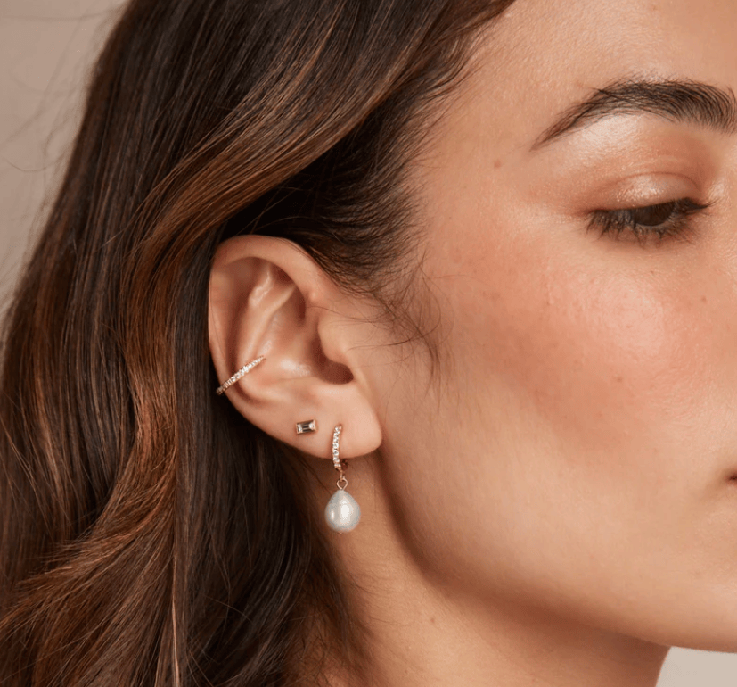 Pre Curated Sets ONE Pearl Drop Pavé Huggie Hoop Earrings & Candle Gift Box Orelia Jewellery