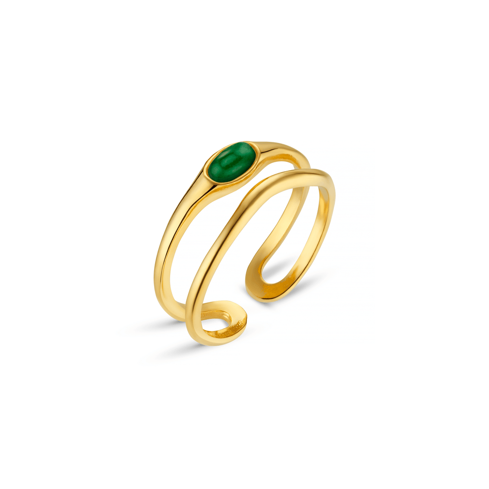 Ring Other Jade Stone & Wave Adjustable Ring Orelia Jewellery