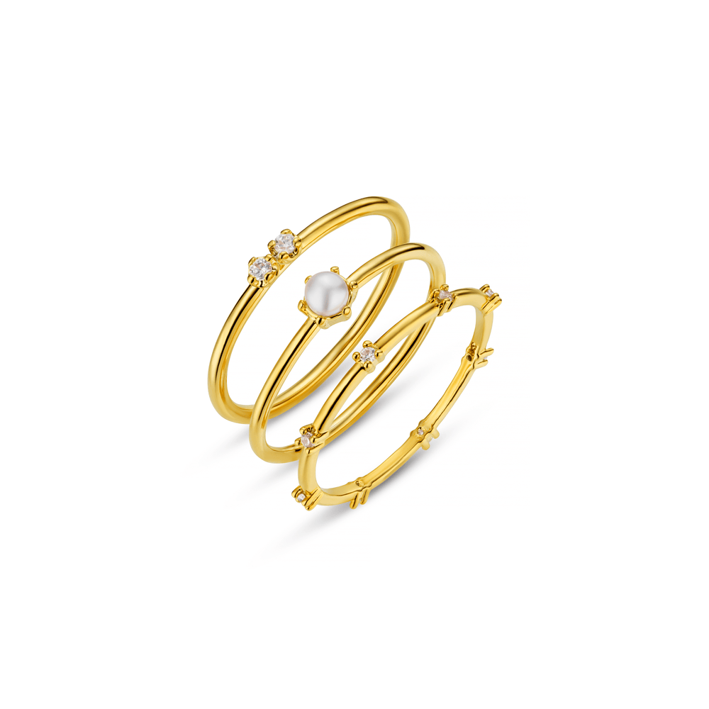 Ring Pack Fine Crystal & Pearl Ring Stacking Set Orelia Jewellery