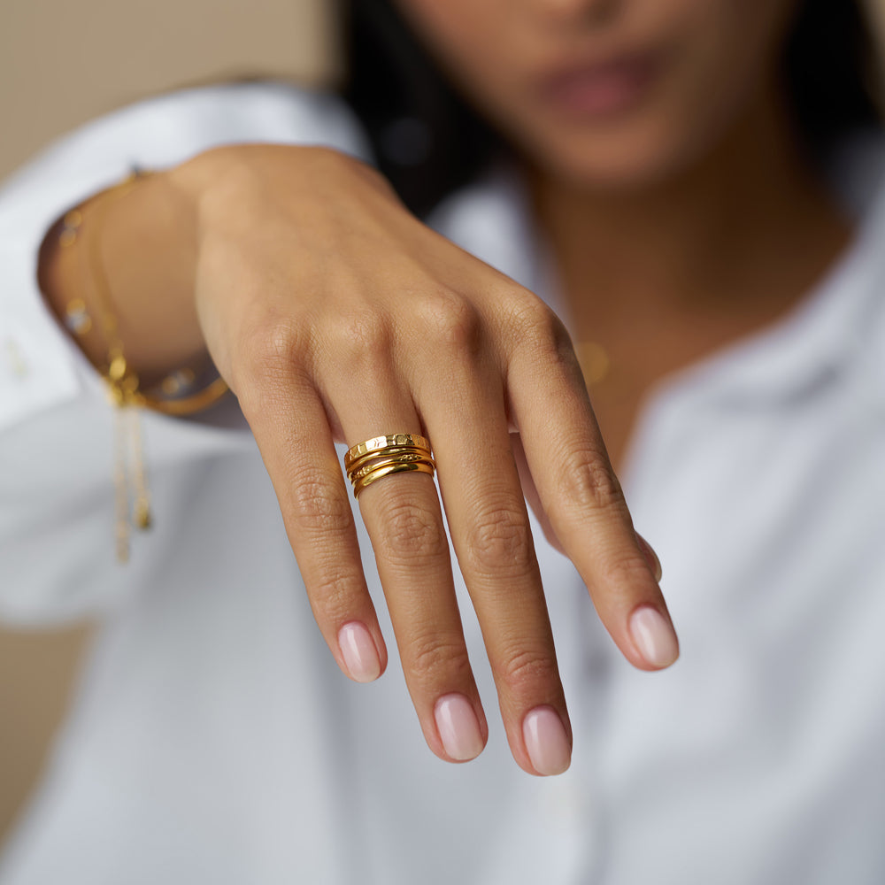 Ring Pack M/L Mixed Textured Ring Stacking Set Orelia Jewellery