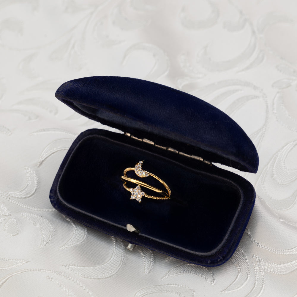 Ring Pack M/L Pavé Star & Moon Stacking Ring Set Orelia Jewellery