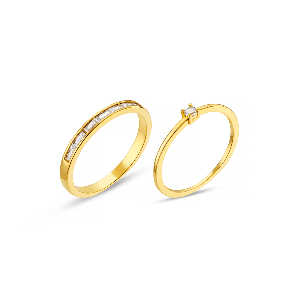 Rings Baguette & Crystal Ring 2-Pack Orelia Jewellery