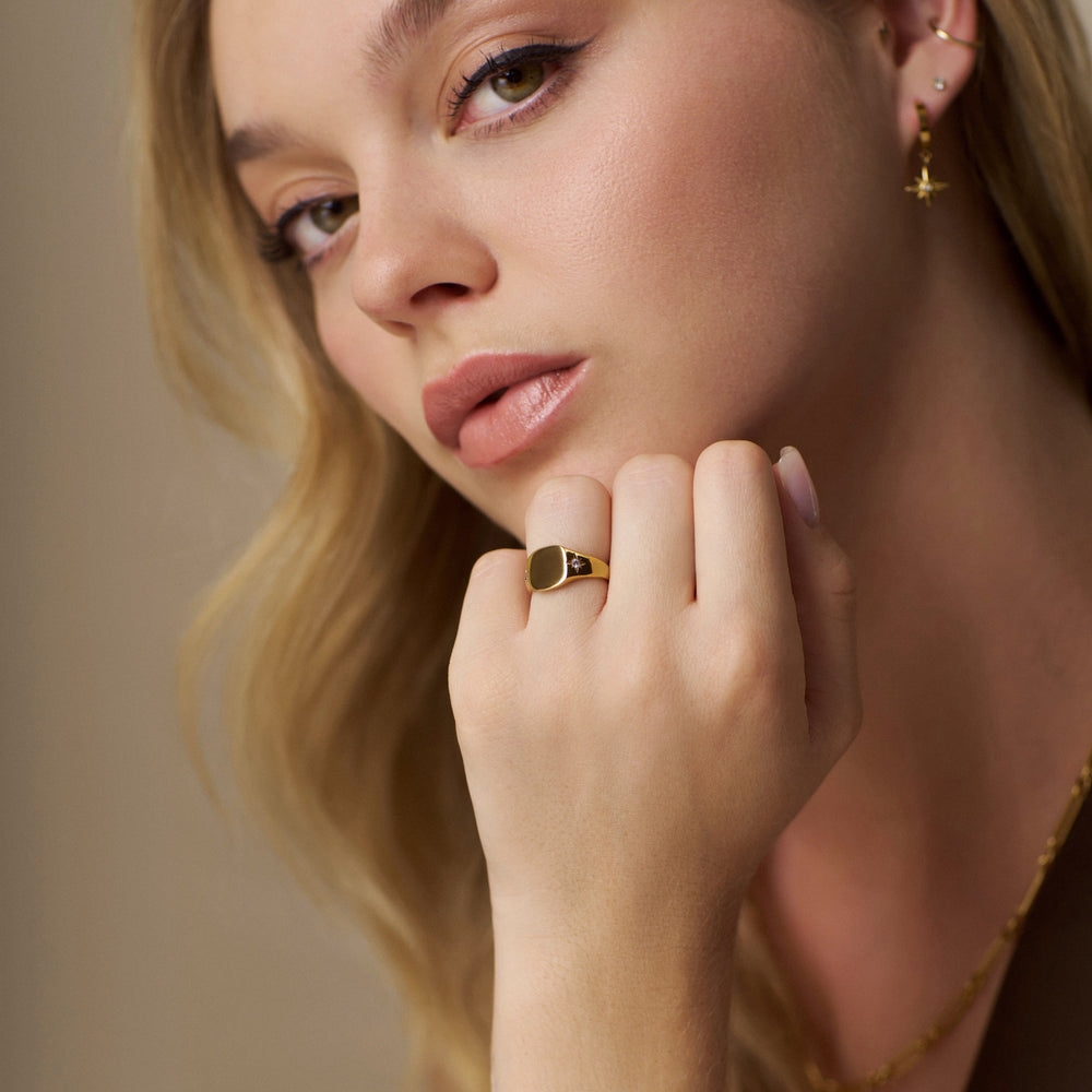 Rings LUXE Crystal Starburst Signet Ring Orelia Jewellery