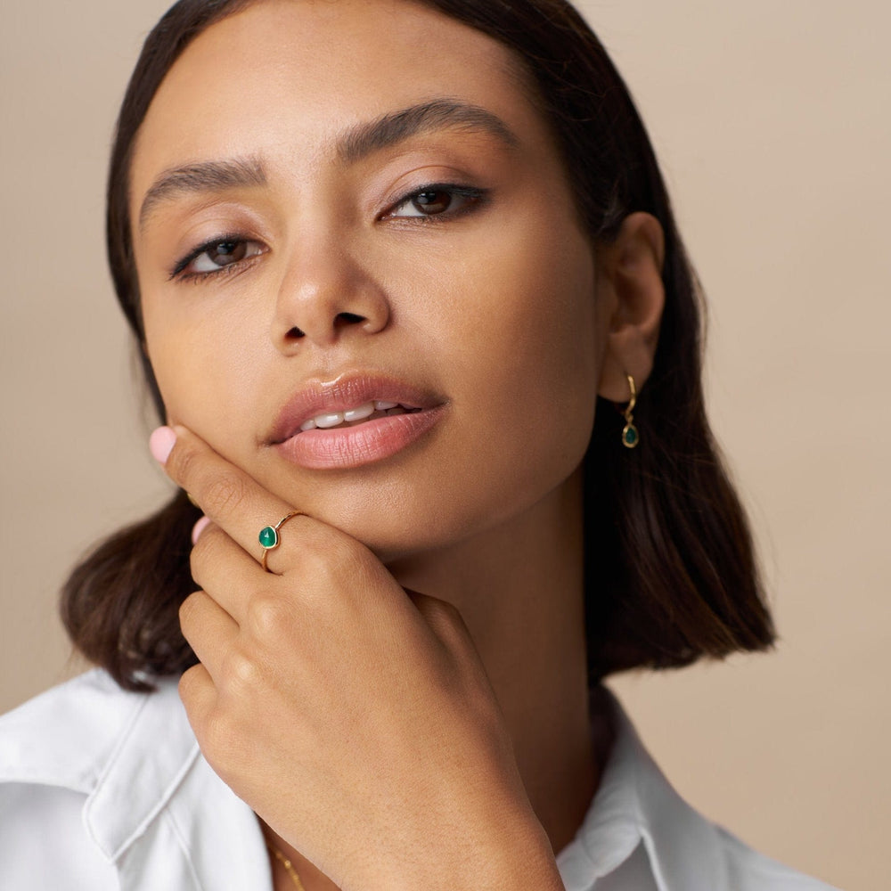 Rings LUXE Green Onyx Teardrop Ring Orelia Jewellery