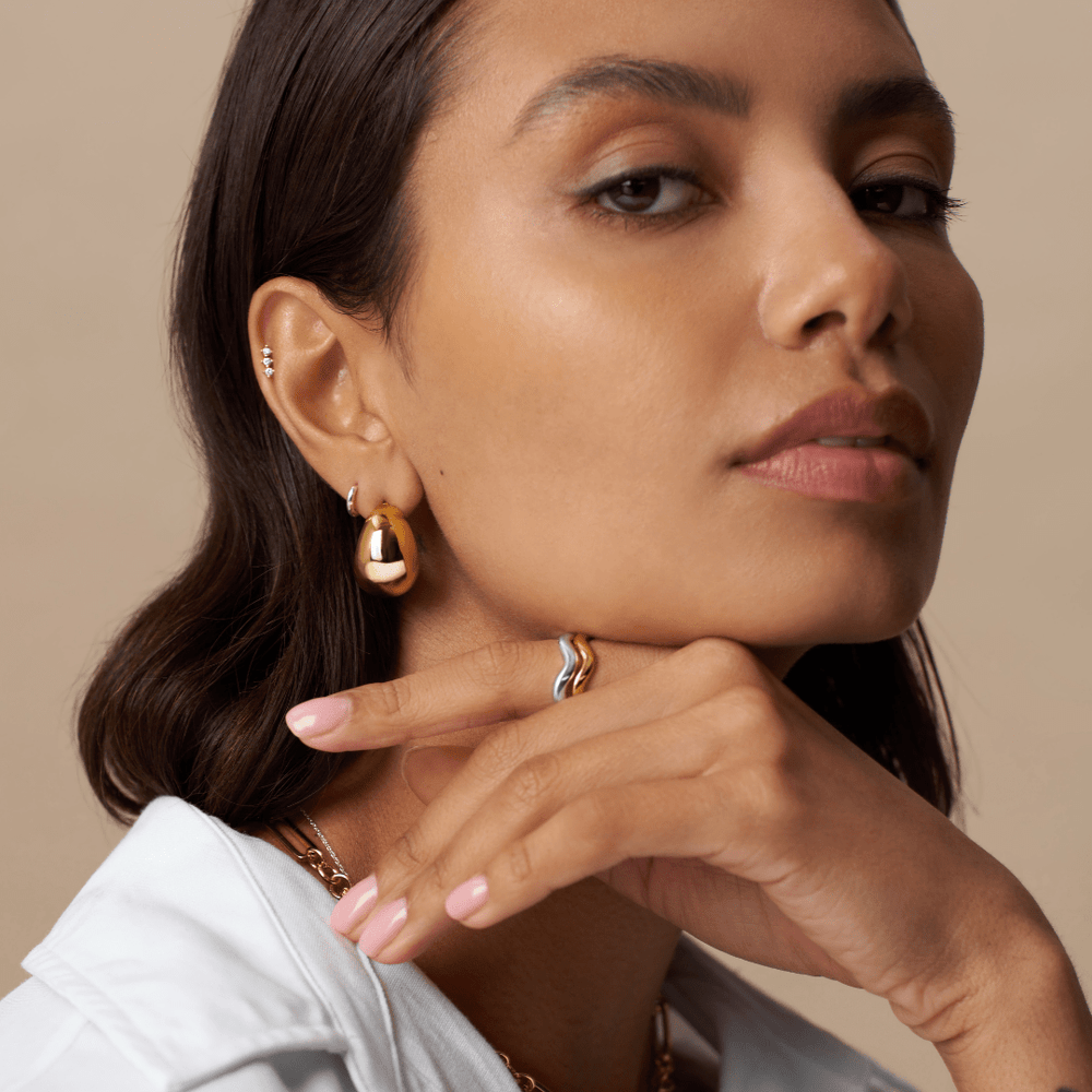 Rings Mixed Plate Wave Ring Stacking Set Orelia Jewellery