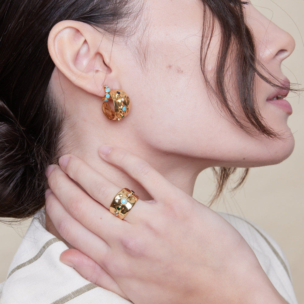 Rings Mixed Stone Textured Ring Orelia Jewellery