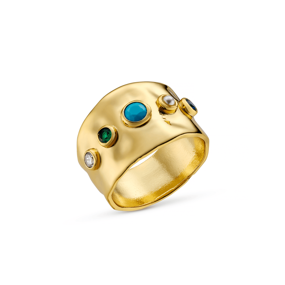 Rings Mixed Stone Textured Ring Orelia Jewellery